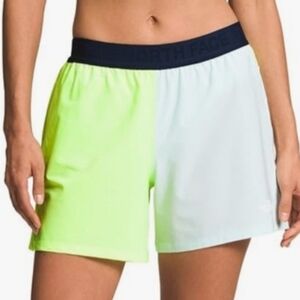 NWT Womens The North Face Women's Two-Tone Shorts - Neon Greenish/ Light Blue